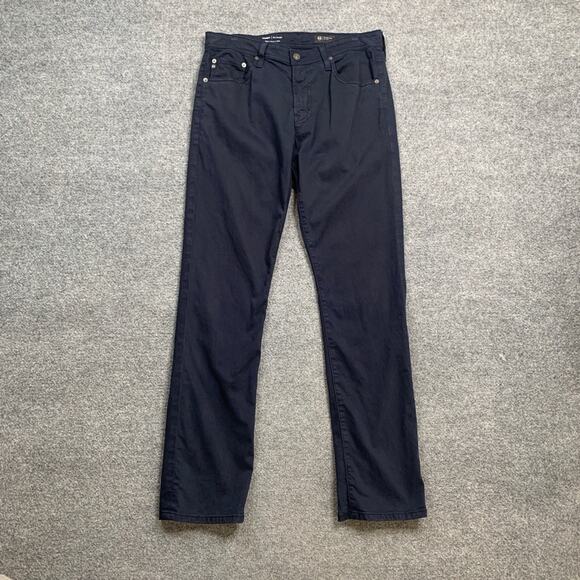 Adriano Goldschmied Pants Mens 31 Navy Everett Slim Straight Stretch 5 Pocket - Picture 2 of 13